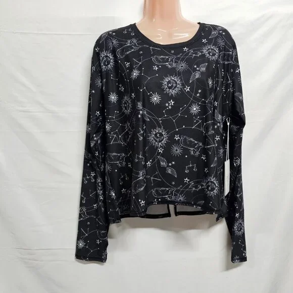 Johnny Was Active Bijou Long Sleeve Flyaway Back Top Tee Women Size L Black - Picture 10 of 16
